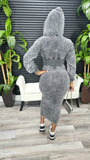 She's That Girl Cargo Hoodie Dress(Acid Black)