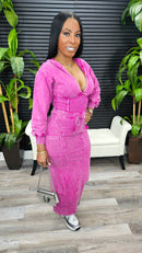 She's That Girl Cargo Hoodie Dress(Wild Fuchsia)