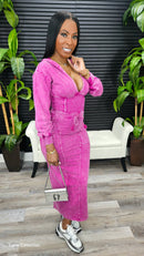 She's That Girl Cargo Hoodie Dress(Wild Fuchsia)