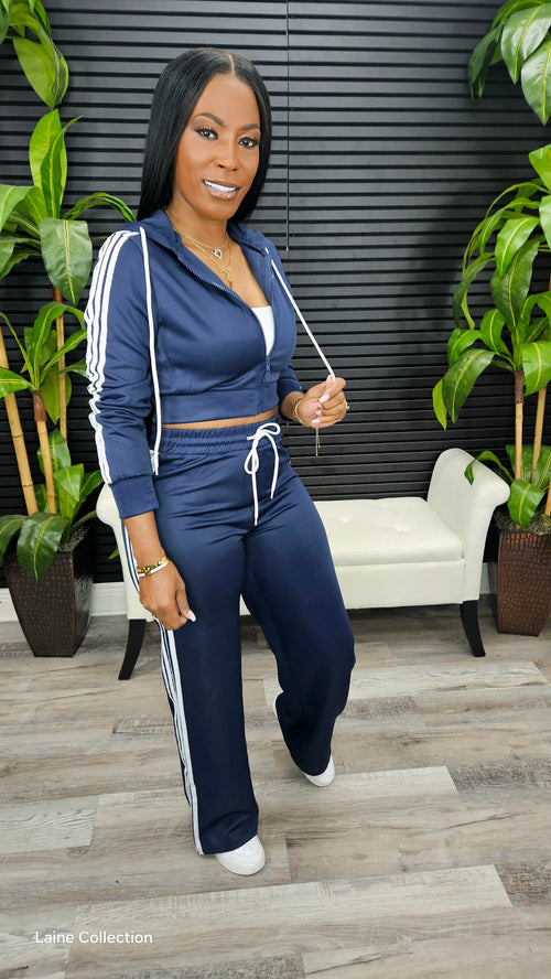 Winter Night Hoodie Pants Set(Navy) - Laine Collection