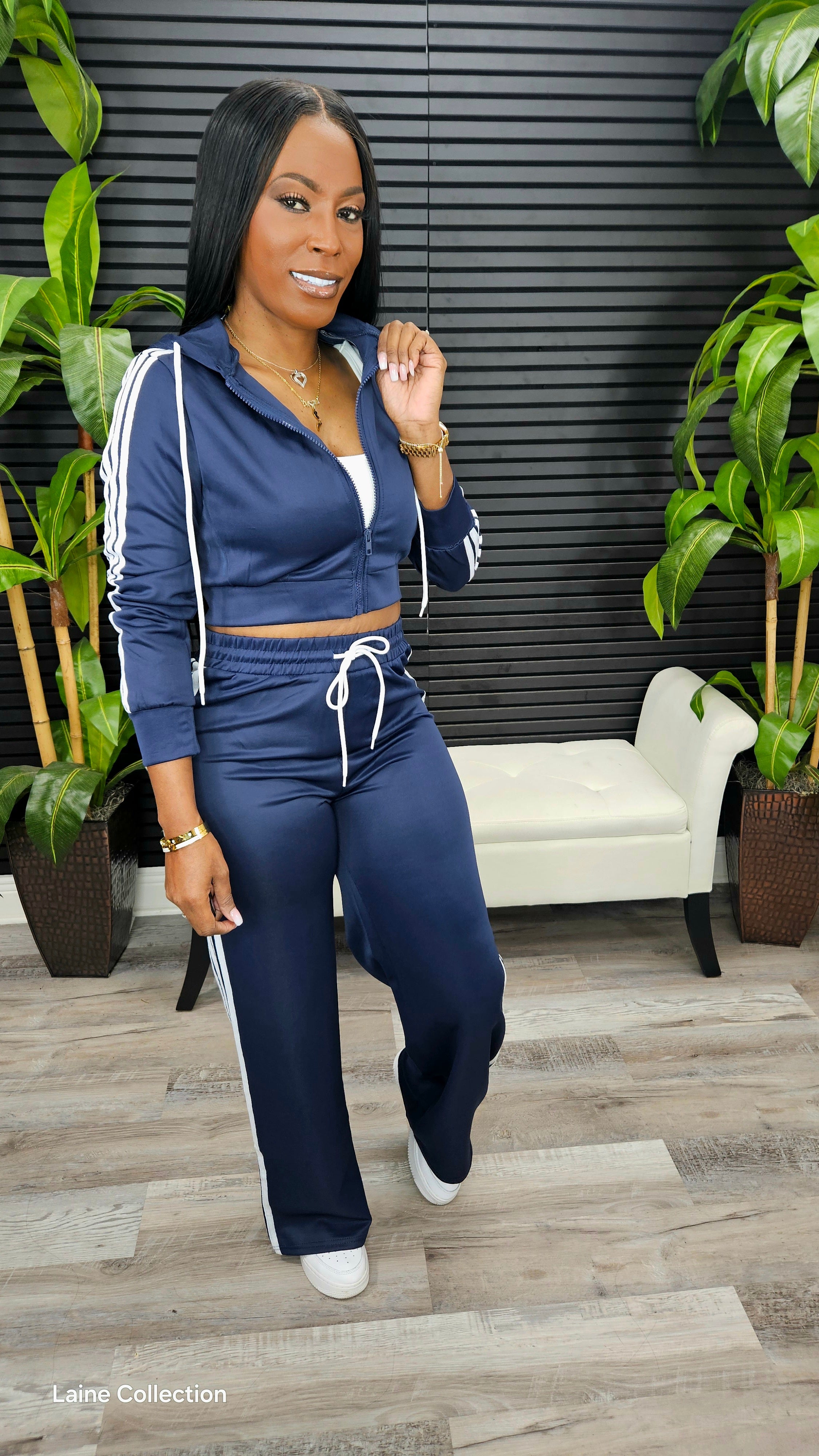 Winter Night Hoodie Pants Set(Navy)