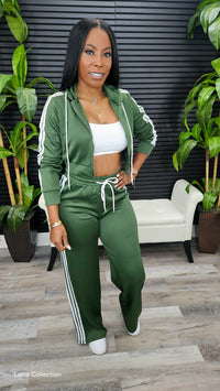 Winter Night Hoodie Pants Set(Olive)