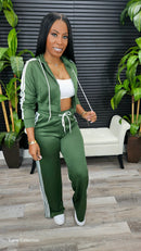Winter Night Hoodie Pants Set(Olive)