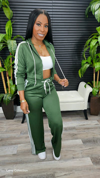 Winter Night Hoodie Pants Set(Olive)