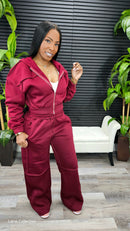 Get Me Right Pants Set(Burgundy)