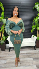 Come Closer Midi Dress (Pine Green)