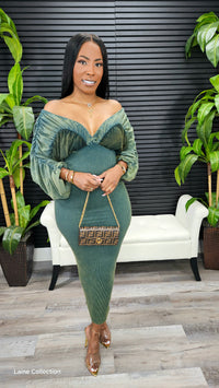 Come Closer Midi Dress (Pine Green)