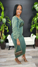 Come Closer Midi Dress (Pine Green)