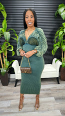 Come Closer Midi Dress (Pine Green)