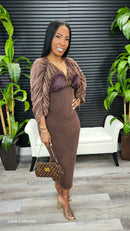 Come Closer Midi Dress (Espresso)