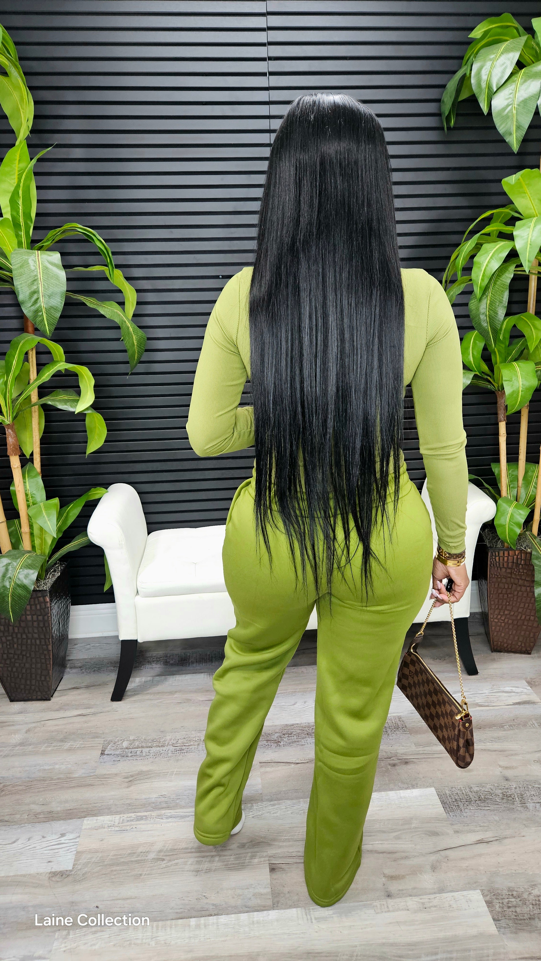 Let Me Work Pants Set (Olive)