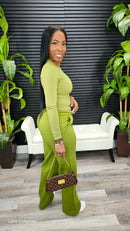 Let Me Work Pants Set (Olive)