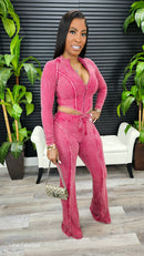 Cheers To Us Pants Set (Burgundy)