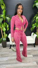 Cheers To Us Pants Set (Burgundy)