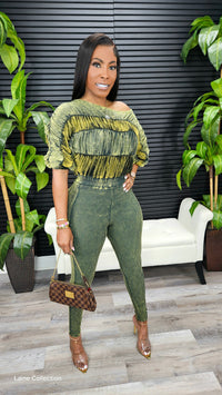 Flirty & Fun Jumpsuit (Olive Stone)