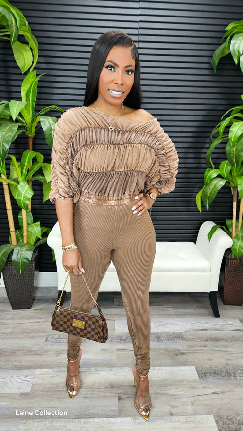 Flirty & Fun Jumpsuit (Mocha Latte)