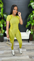 See It Through Jumpsuit (Olive Yellow)