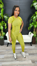 See It Through Jumpsuit (Olive Yellow)