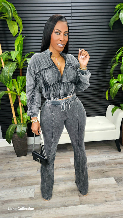 Off Script Pants Set (Acid Black)Restock Ships 2/1-2/3 - Laine Collection