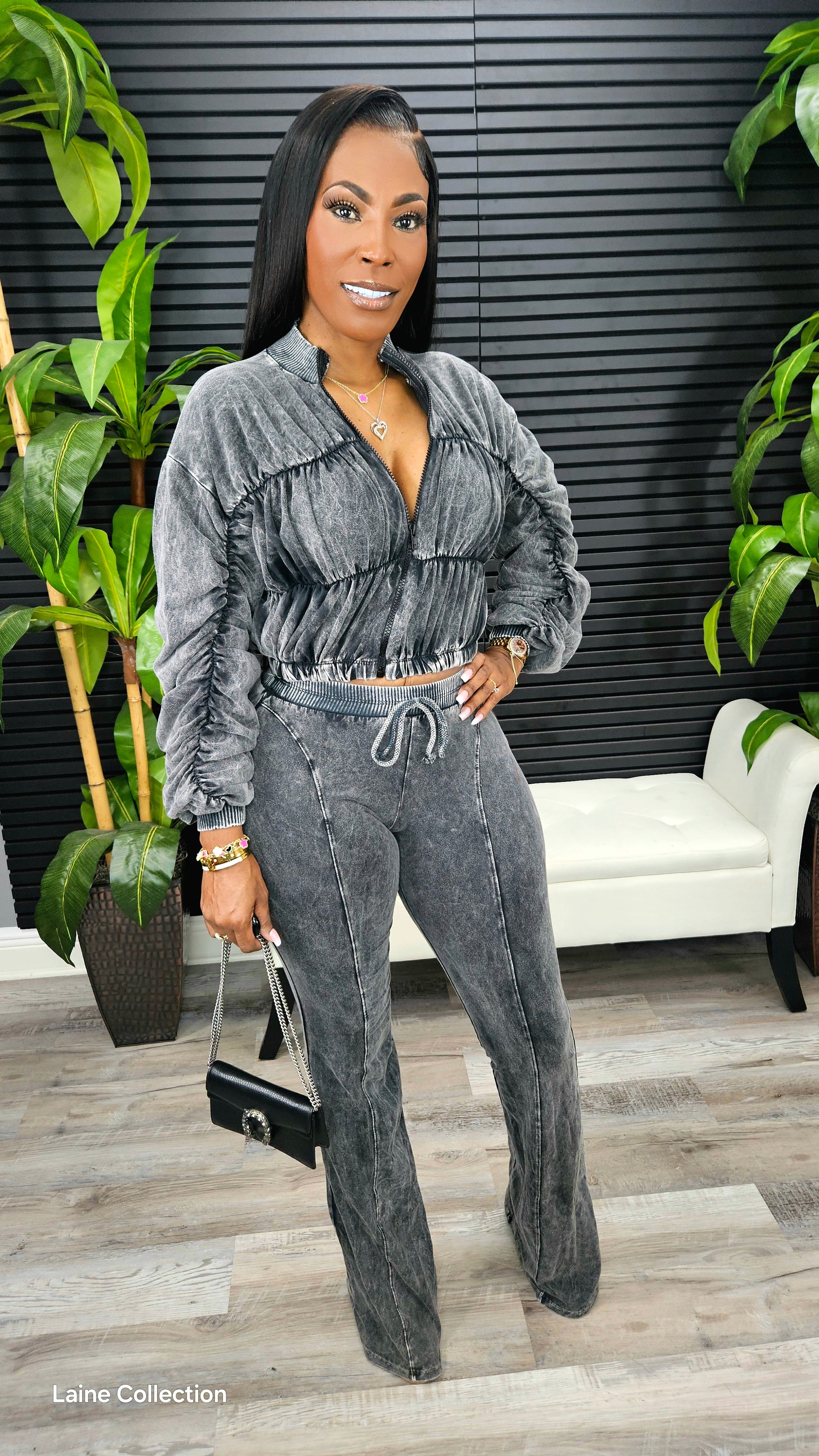 Off Script Pants Set (Acid Black)Restock Ships 2/1-2/3 - Laine Collection