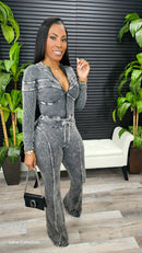 Out Of Line Mineral Wash Pant Set (Acid Black)