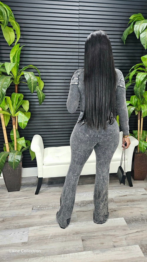 Out Of Line Mineral Wash Pant Set (Acid Black)