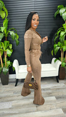 Out Of Line Mineral Wash Pant Set (Mocha Latte)