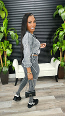 Making You Melt Pants Set(Acid Black)