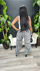 Fancy Layered Drapery Jeans (Gray)
