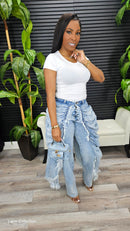 Fancy Layered Drapery Jeans (Denim)