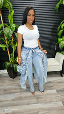 Fancy Layered Drapery Jeans (Denim)
