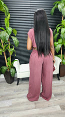 All For The Drama Jumpsuit (Wine)