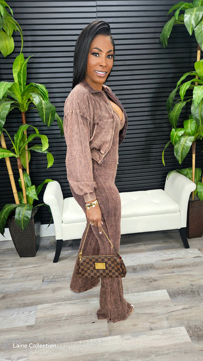 Don't Forget It Jumpsuit Set(Deep Mocha) - Laine Collection
