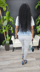 Mixed Media Denim T-shirt - Laine Collection