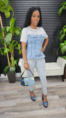 Mixed Denim Shirt - Laine Collection