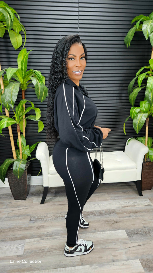 A Thing For You Legging Set (Black/White) - Laine Collection