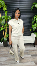 Out & About Pants Set (Beige) - Laine Collection