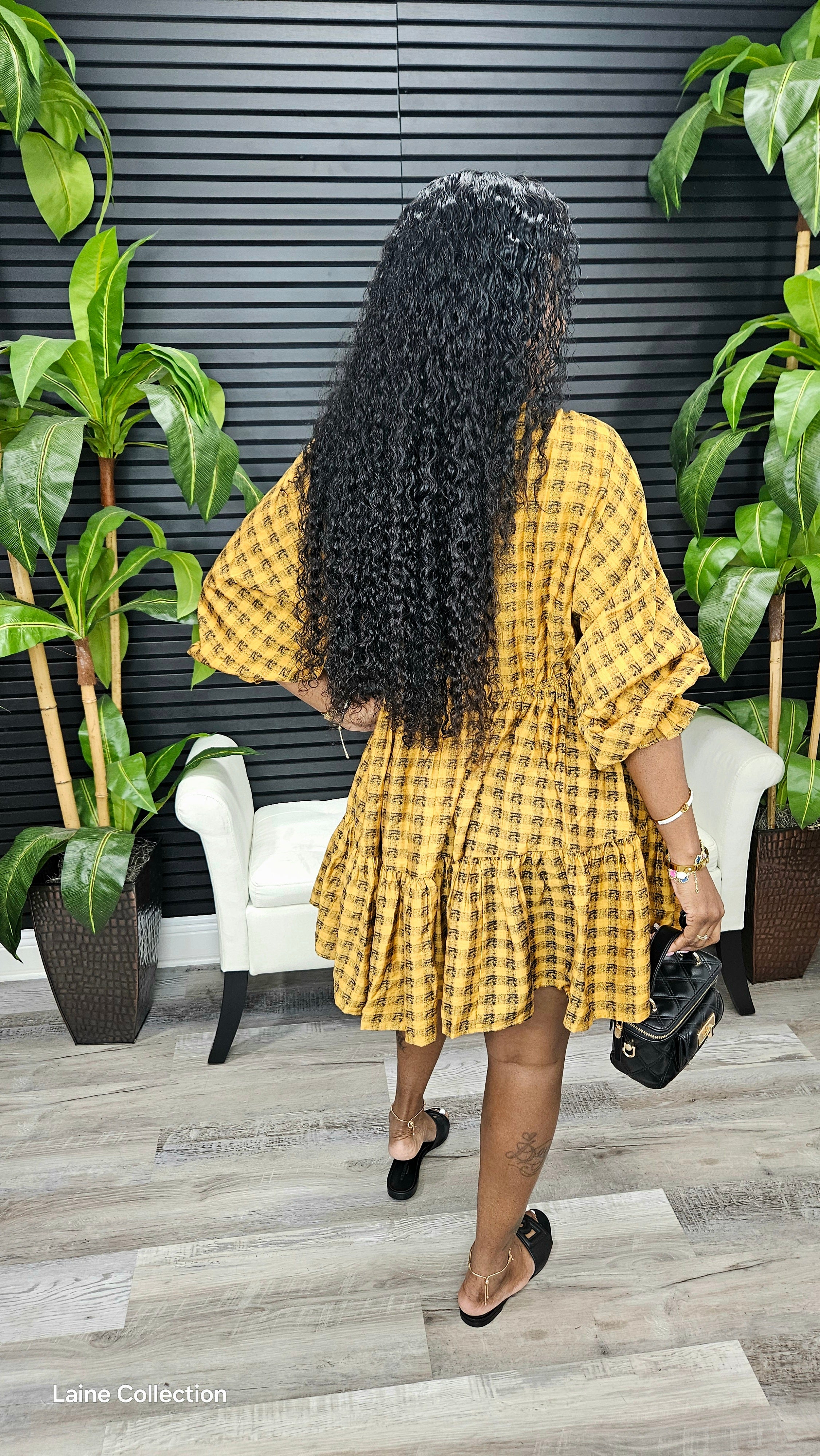 Timeless Plaid Dress (Mustard) - Laine Collection