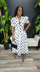 Ms. Fancy Polka Glam Midi Dress - Laine Collection