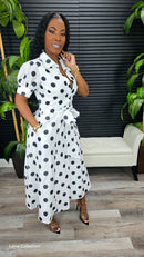 Ms. Fancy Polka Glam Midi Dress - Laine Collection