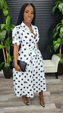 Ms. Fancy Polka Glam Midi Dress - Laine Collection