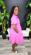 Bloom Tiered Skirt Mini Dress(Hot Pink) - Laine Collection