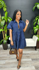 Bloom Tiered Skirt Mini Dress(Navy) - Laine Collection