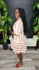 Out For A Day Stripe Mini Dress(Red) - Laine Collection