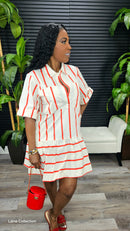 Out For A Day Stripe Mini Dress(Red) - Laine Collection