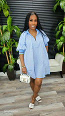 Mara Puff Sleeve Mini Dress(Sky Blue) - Laine Collection