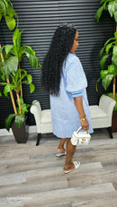 Mara Puff Sleeve Mini Dress(Sky Blue) - Laine Collection