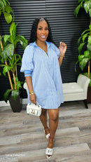 Mara Puff Sleeve Mini Dress(Sky Blue) - Laine Collection