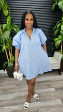 Mara Puff Sleeve Mini Dress(Sky Blue) - Laine Collection