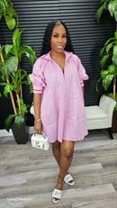 Mara Puff Sleeve Mini Dress(Pink) - Laine Collection